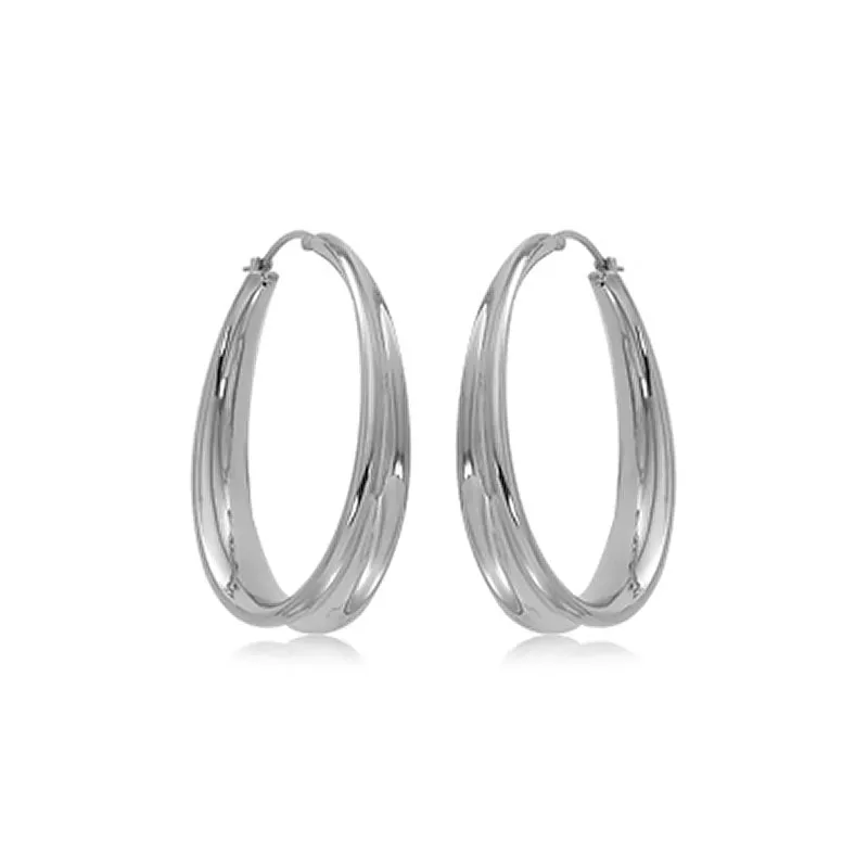 Carla Sterling Silver Round Off Set Hoop Earrings