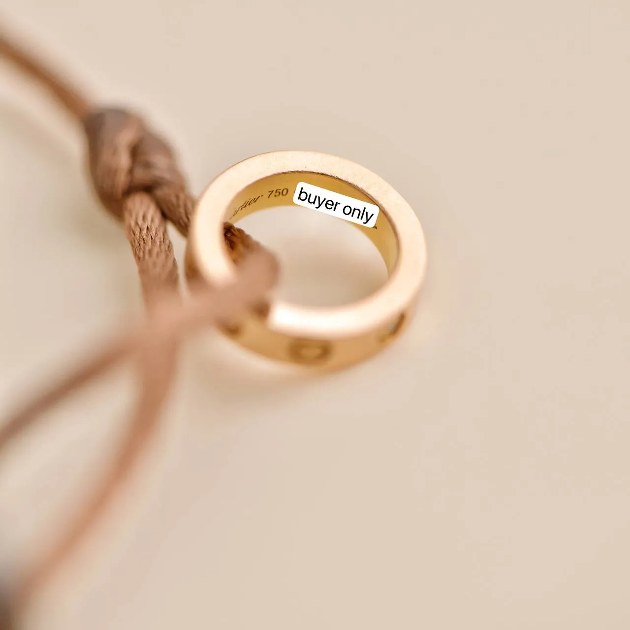 Cartier Love 18k Yellow and Rose 4 Diamond Sevres Porcelain Brown Cord Bracelet