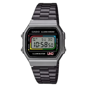 Casio Black Stainless Steel Black Dial Quartz Watch for Gents - A-168WEUC-1ADR