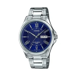 Casio Enticer Silver Stainless Steel Blue Dial Quartz Watch for Gents - MTP-1384D-2AVDF