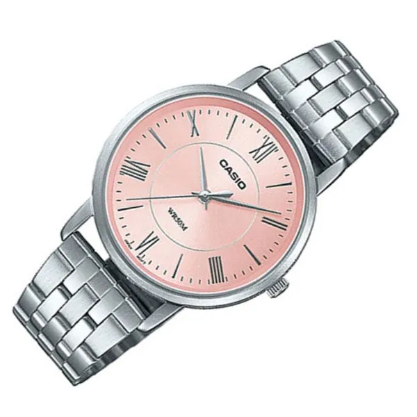 Casio Silver Stainless Steel Pink Dial Quartz Watch for Ladies - LTP-B110D-4A VDF