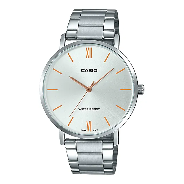 Casio Silver Stainless Steel Silver Dial Quartz Watch for Gents - MTP-VT01D-7BUDF