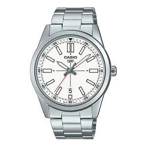 Casio Silver Stainless Steel White Dial Quartz Watch for Gents - MTP-VD02D-7EUDF