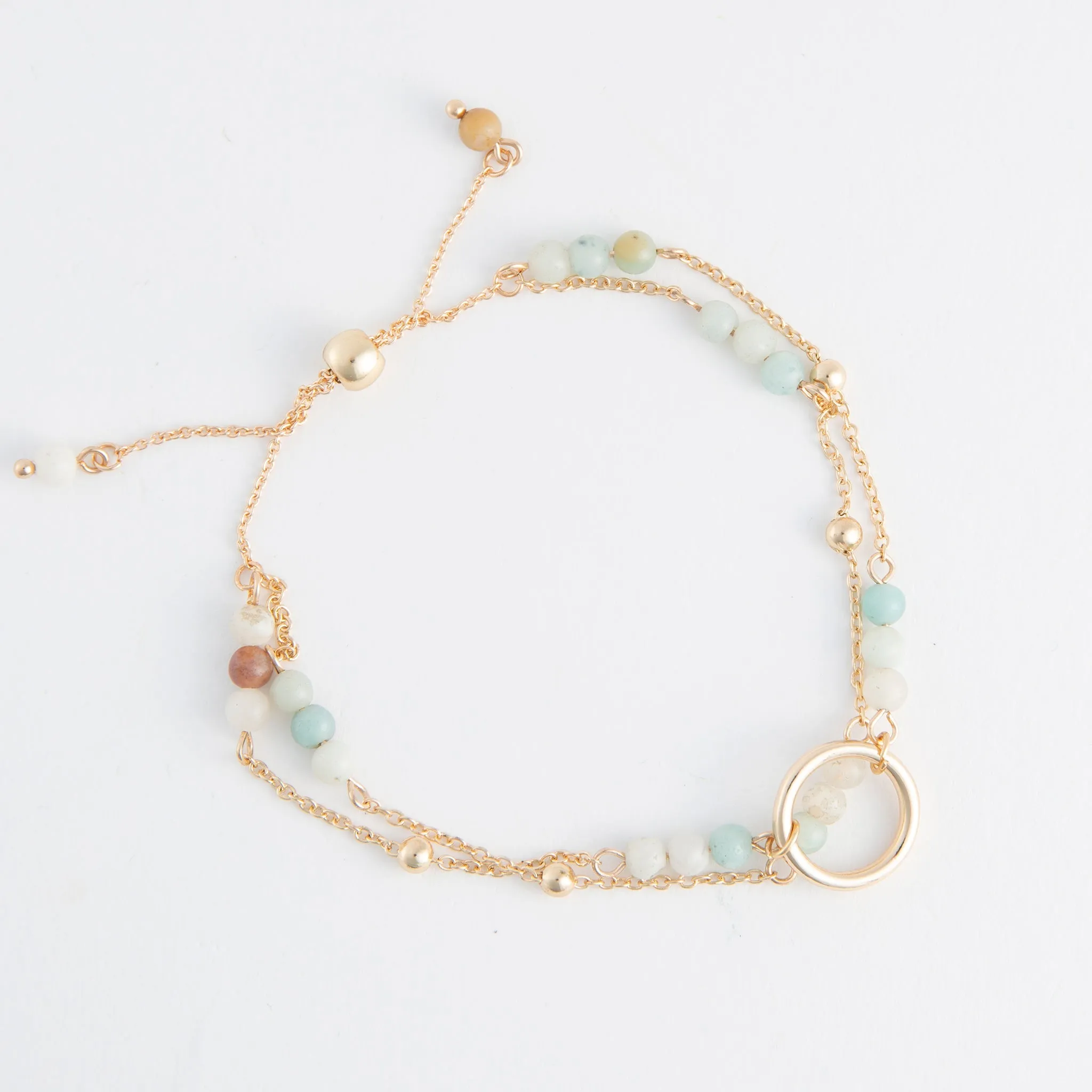 Celie Multi Row Genuine Stone Bolo Bracelet