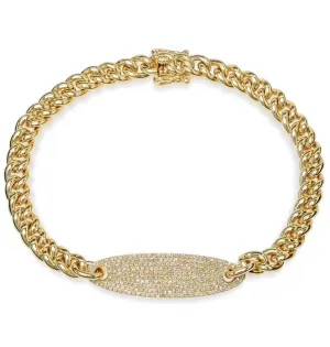 Chain Link Bracelet Pave ID Bracelet