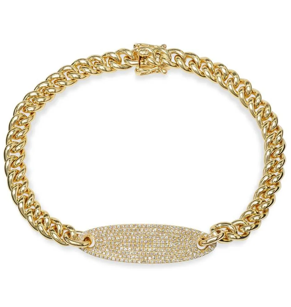 Chain Link Bracelet Pave ID Bracelet