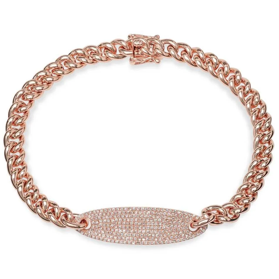Chain Link Bracelet Pave ID Bracelet