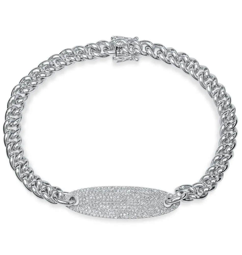 Chain Link Bracelet Pave ID Bracelet