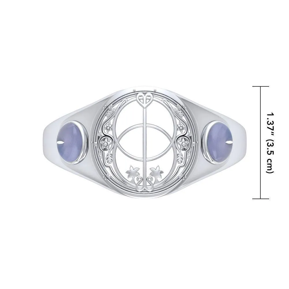 Chalice Well Silver Cuff Bracelet with Gems TBA003