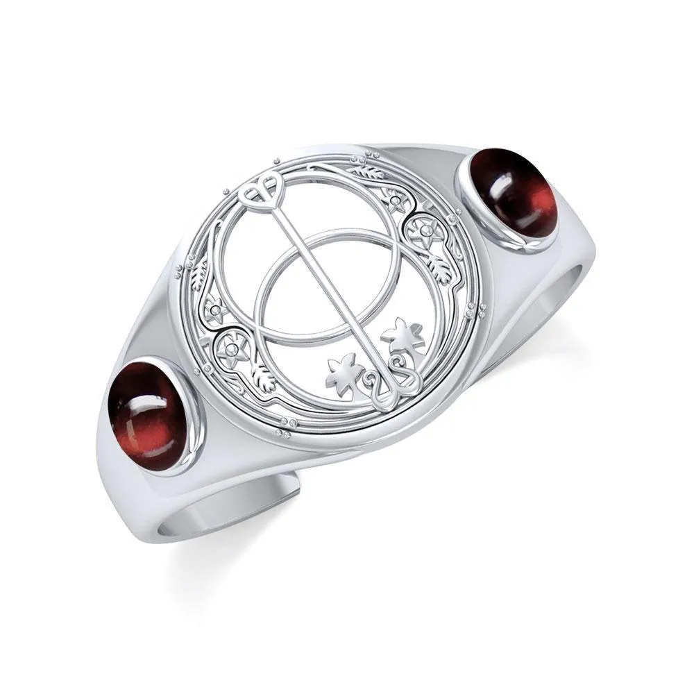 Chalice Well Silver Cuff Bracelet with Gems TBA003