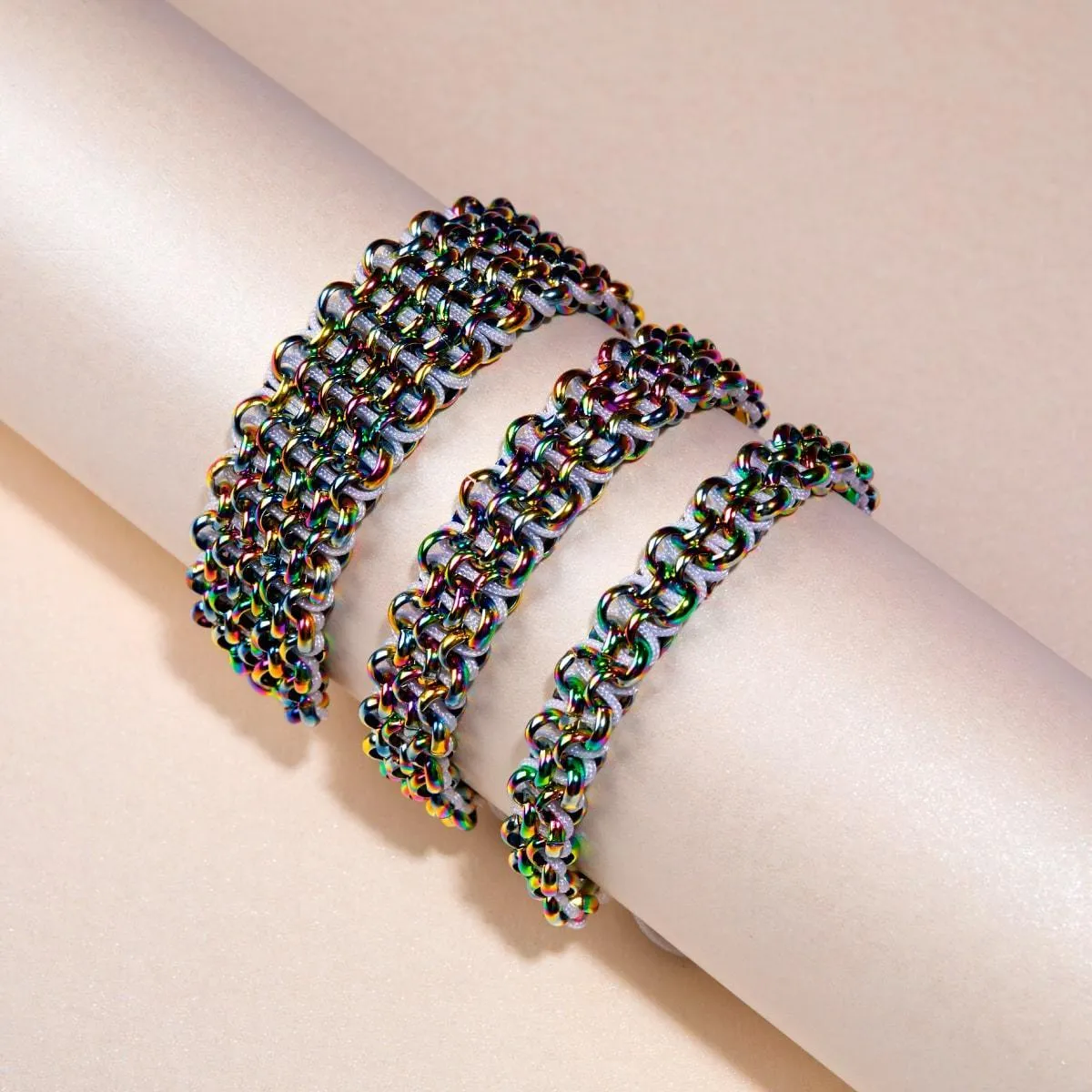 Chameleon Links | Deluxe Kismet Bracelet | White x Unicorn Silver