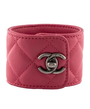 CHANEL QUILTED LAMBSKIN CC TURNLOCK CUFF BRACELET