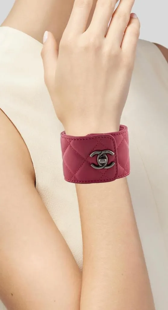 CHANEL QUILTED LAMBSKIN CC TURNLOCK CUFF BRACELET