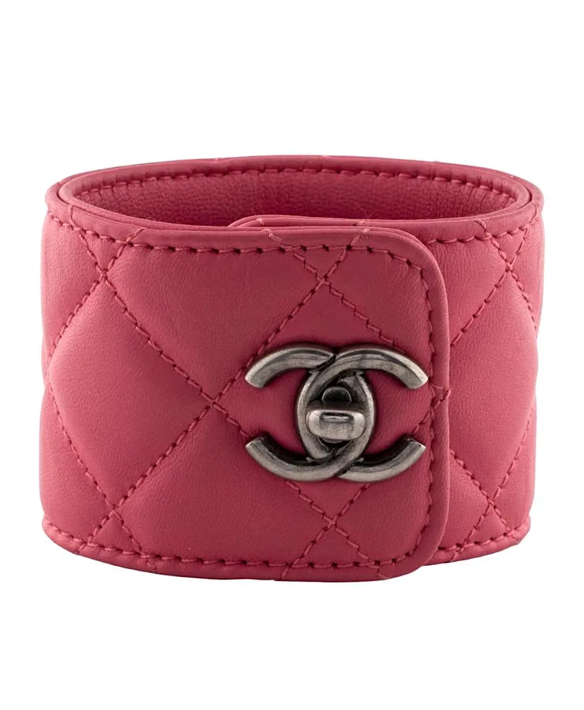 CHANEL QUILTED LAMBSKIN CC TURNLOCK CUFF BRACELET