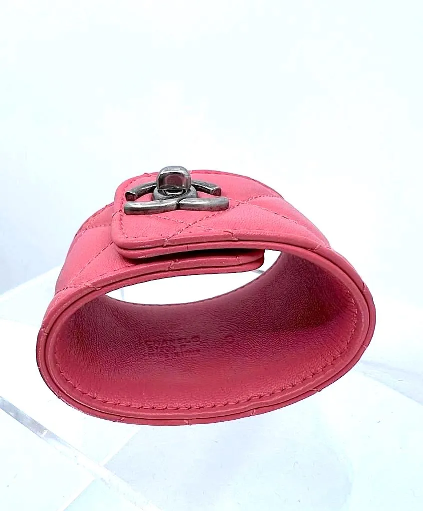 CHANEL QUILTED LAMBSKIN CC TURNLOCK CUFF BRACELET