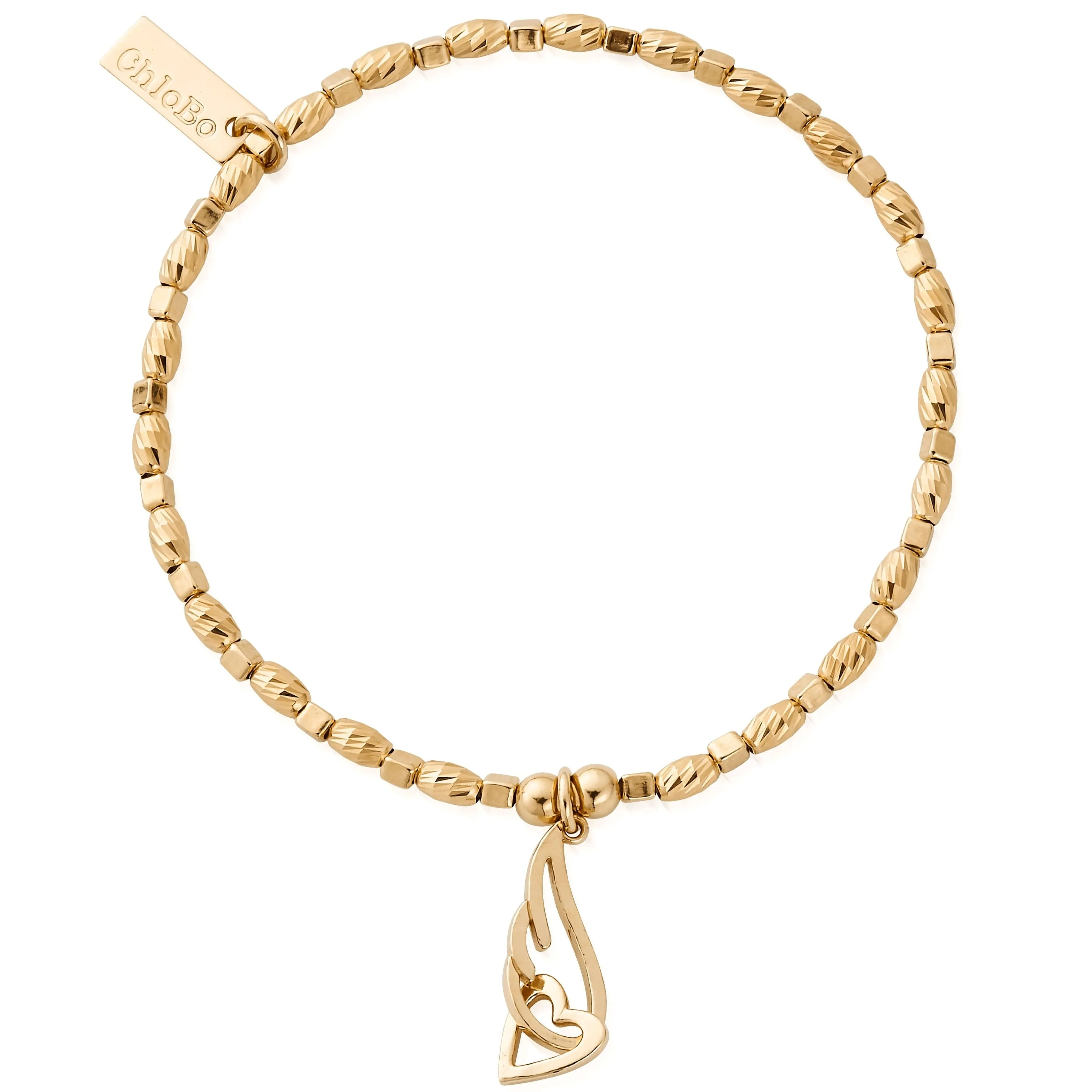 ChloBo Soul Glow Interlocking Heart & Angel Wing Bracelet - Gold