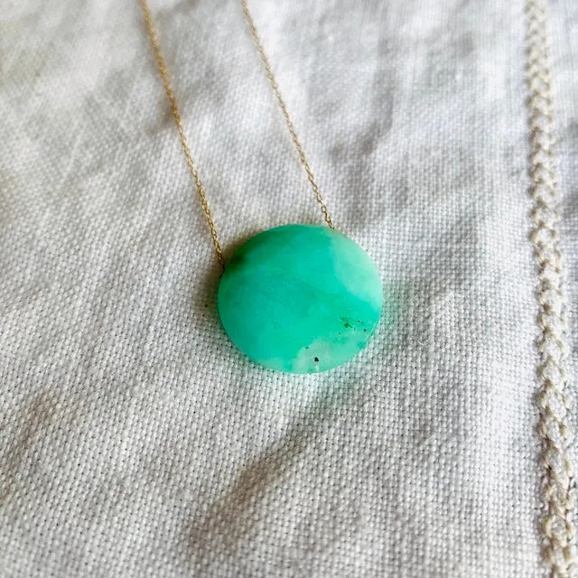 Chrysoprase Round Gemstone Necklace
