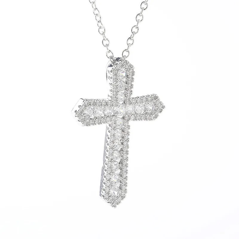 Classic Cross CZ Sterling Silver Necklace