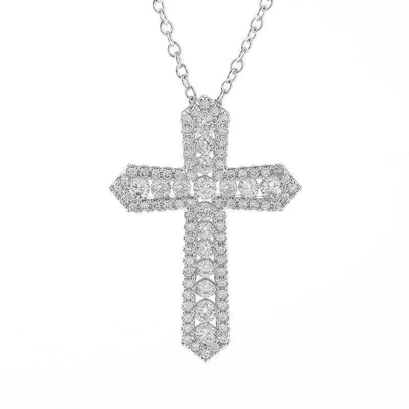 Classic Cross CZ Sterling Silver Necklace