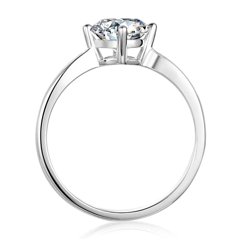 Classic Round Cut Moissanite Diamond Four Micro Setting Solitaire Ring