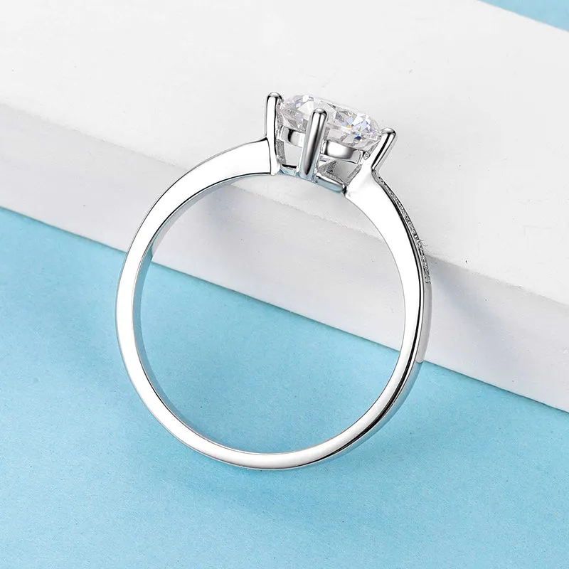 Classic Round Cut Moissanite Diamond Four Micro Setting Solitaire Ring