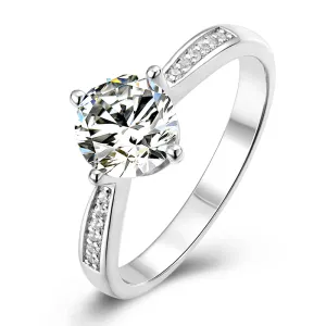Classic Round Cut Moissanite Diamond Four Micro Setting Solitaire Ring