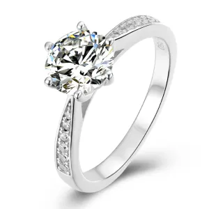 Classic Round Cut Moissanite Diamond Six Prong Solitaire Ring