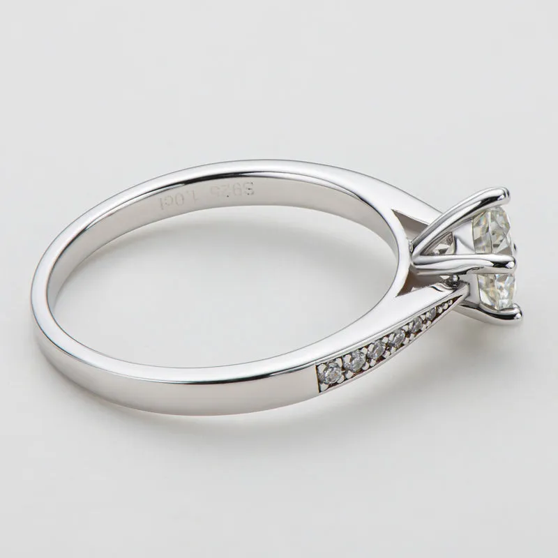 Classic Round Cut Moissanite Diamond Six Prong Solitaire Ring