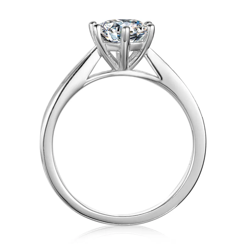 Classic Round Cut Moissanite Diamond Six Prong Solitaire Ring