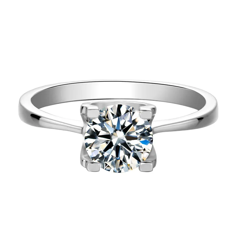 Classic Round Cut Moissanite Diamond Solitaire Ring