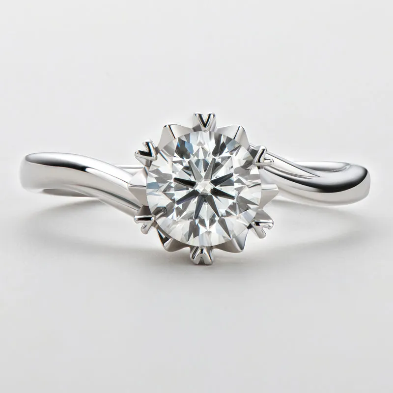 Classic Round Cut Moissanite Diamond Solitaire Ring