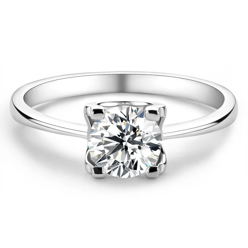 Classic Round Cut Moissanite Diamond Solitaire Ring