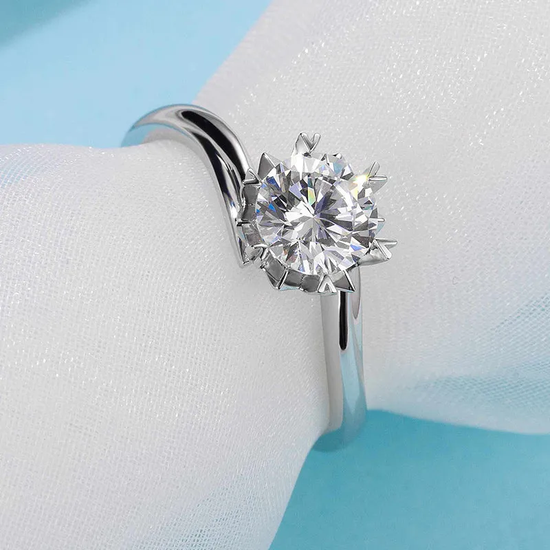 Classic Round Cut Moissanite Diamond Solitaire Ring