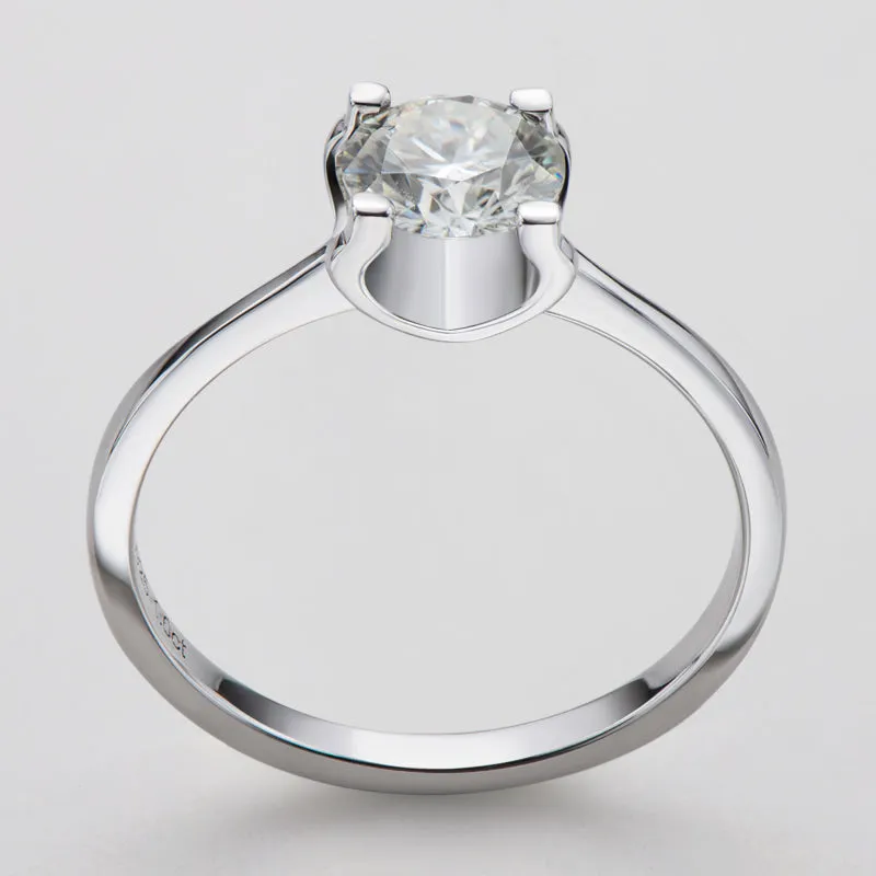 Classic Round Cut Moissanite Diamond Solitaire Ring