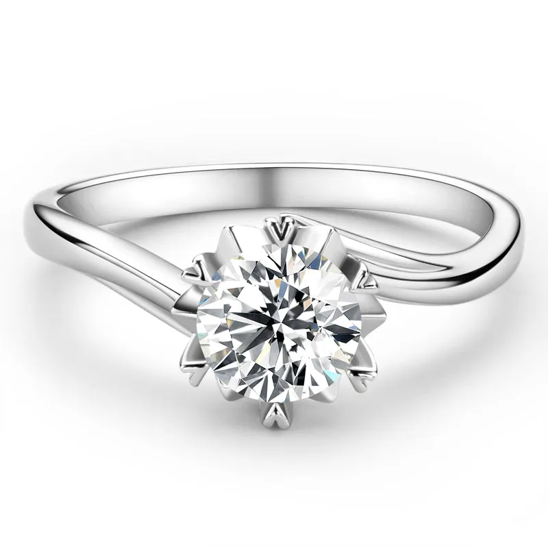 Classic Round Cut Moissanite Diamond Solitaire Ring