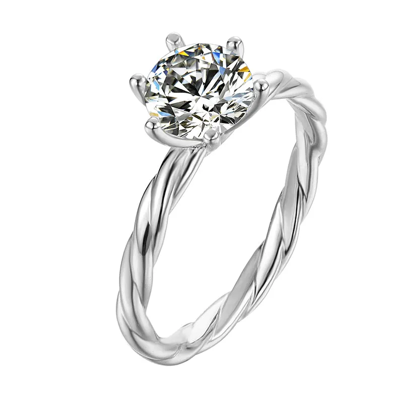 Classic Round Cut Moissanite Diamond Vine Solitaire Ring