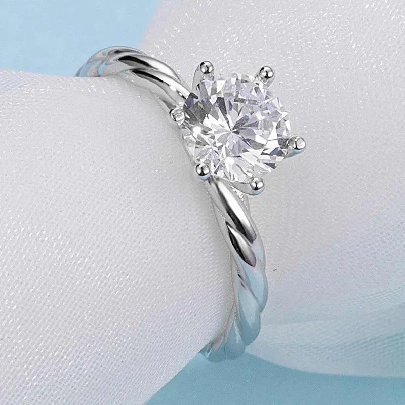 Classic Round Cut Moissanite Diamond Vine Solitaire Ring
