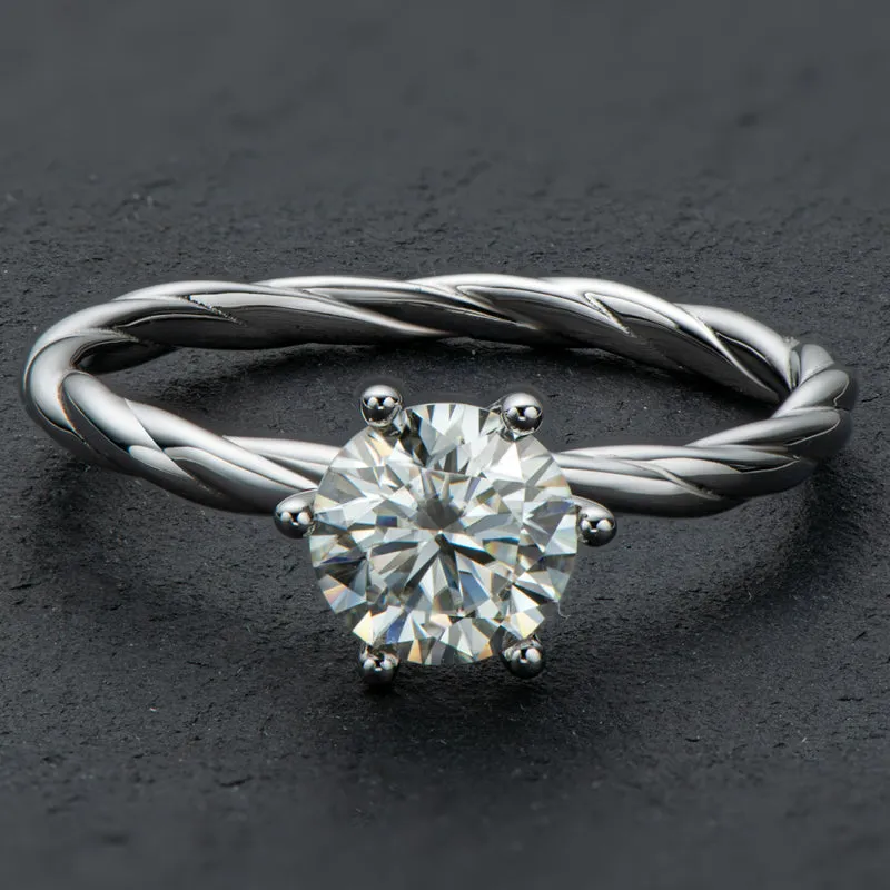 Classic Round Cut Moissanite Diamond Vine Solitaire Ring