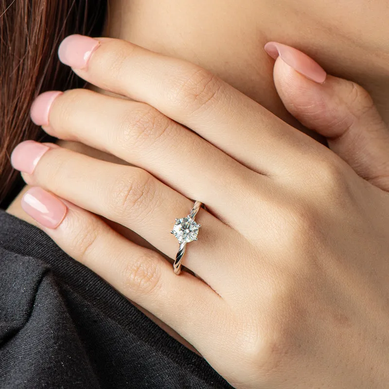 Classic Round Cut Moissanite Diamond Vine Solitaire Ring