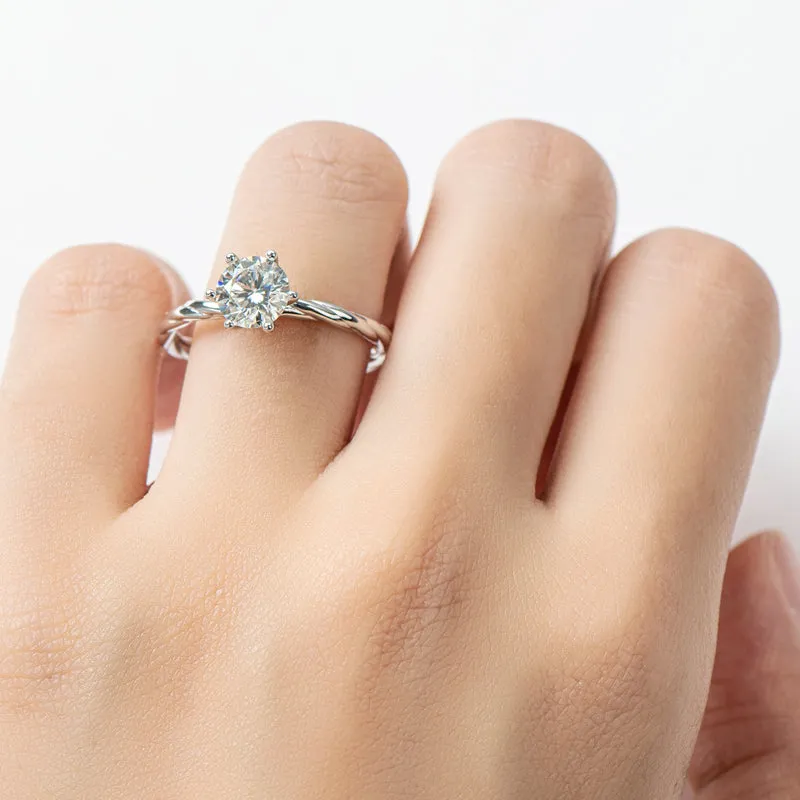 Classic Round Cut Moissanite Diamond Vine Solitaire Ring