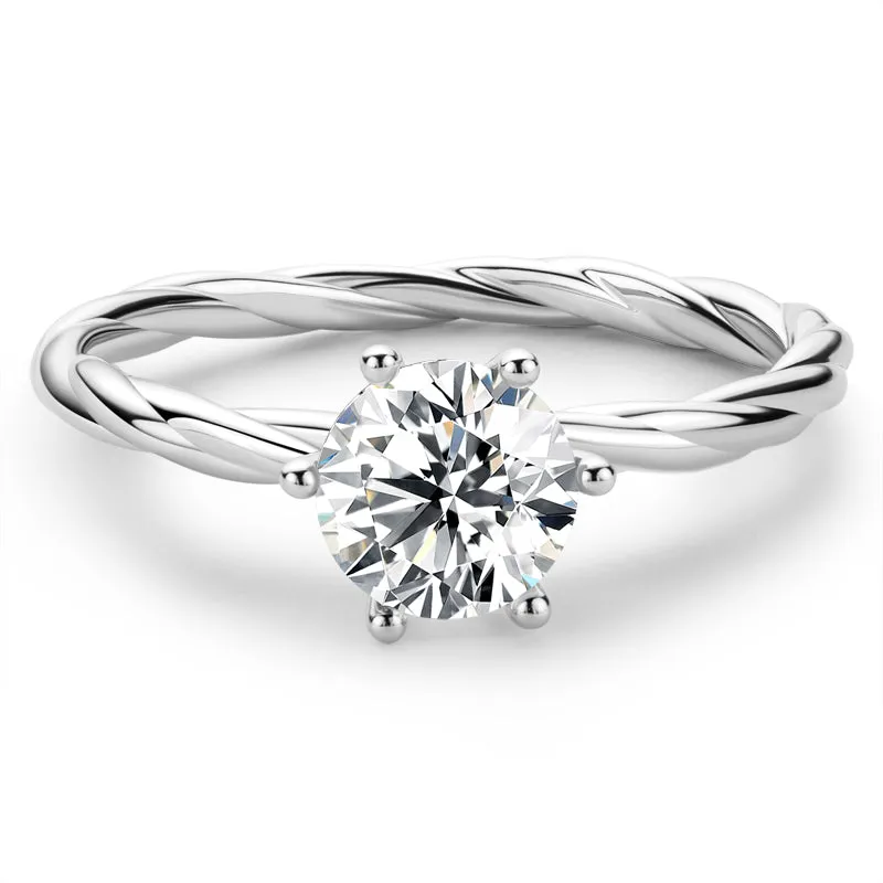 Classic Round Cut Moissanite Diamond Vine Solitaire Ring