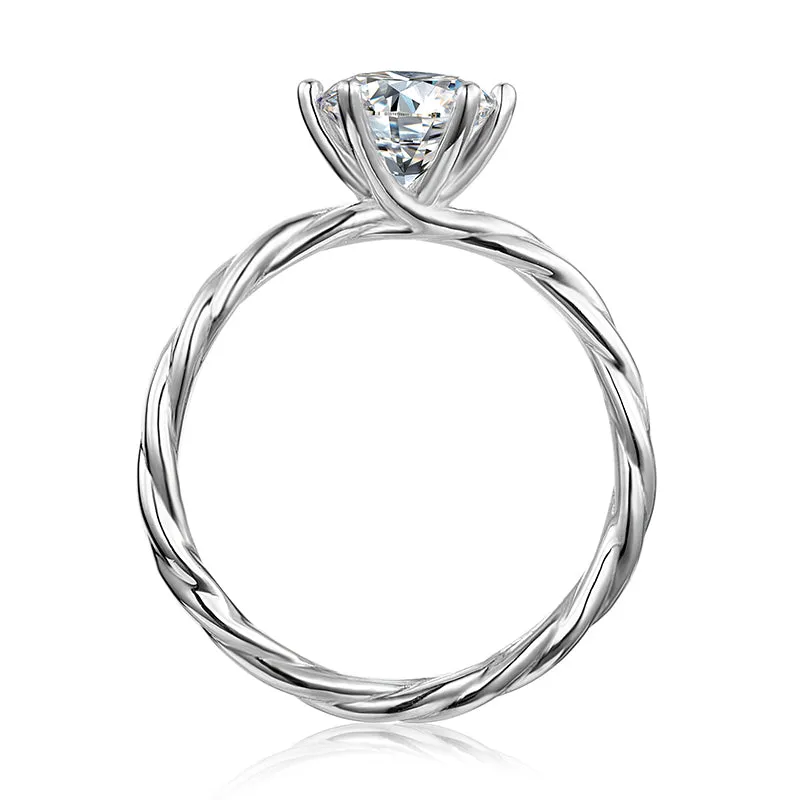 Classic Round Cut Moissanite Diamond Vine Solitaire Ring