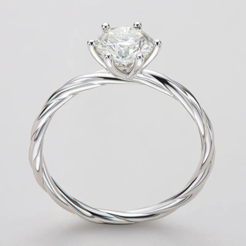 Classic Round Cut Moissanite Diamond Vine Solitaire Ring