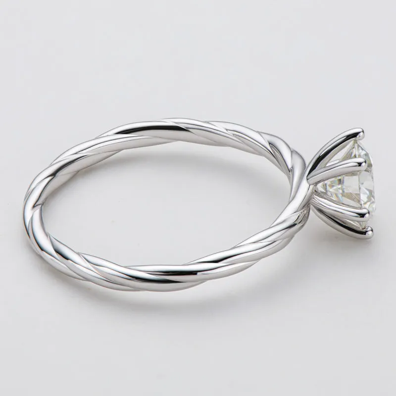 Classic Round Cut Moissanite Diamond Vine Solitaire Ring