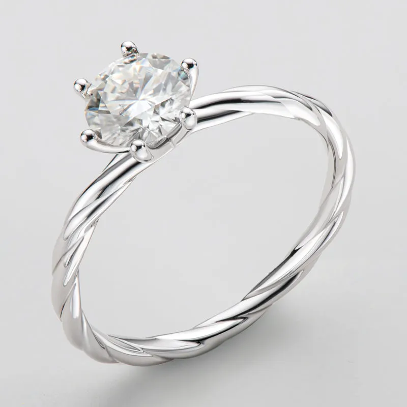 Classic Round Cut Moissanite Diamond Vine Solitaire Ring