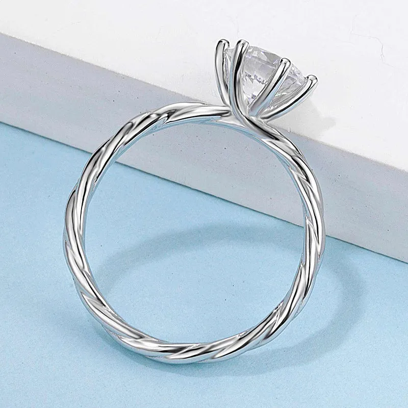 Classic Round Cut Moissanite Diamond Vine Solitaire Ring