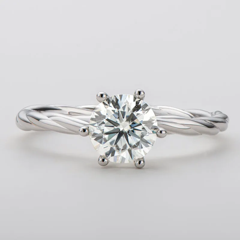 Classic Round Cut Moissanite Diamond Vine Solitaire Ring