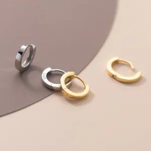 Classic Solid 925 Sterling Silver Huggie Earrings-SH046