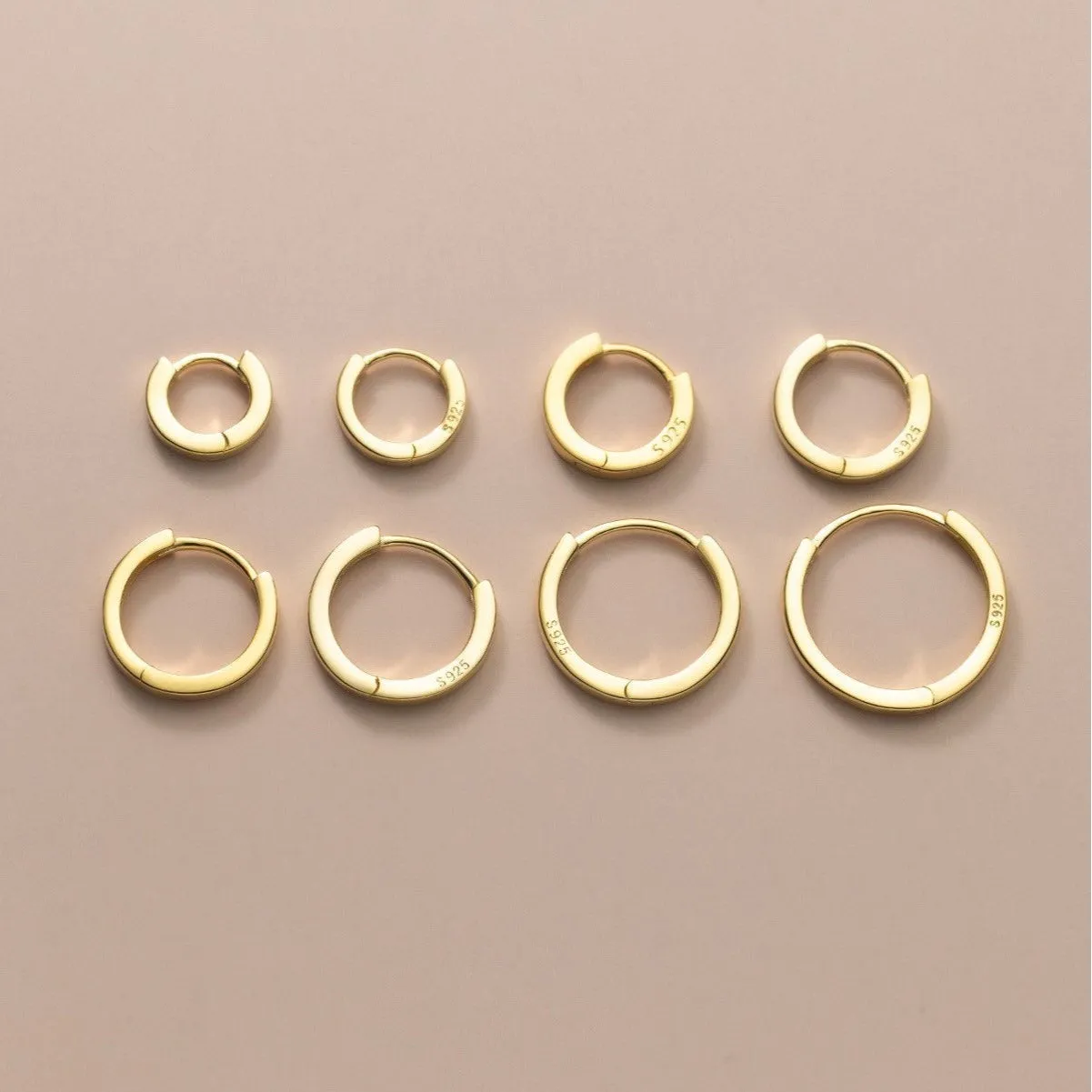 Classic Solid 925 Sterling Silver Huggie Earrings-SH046