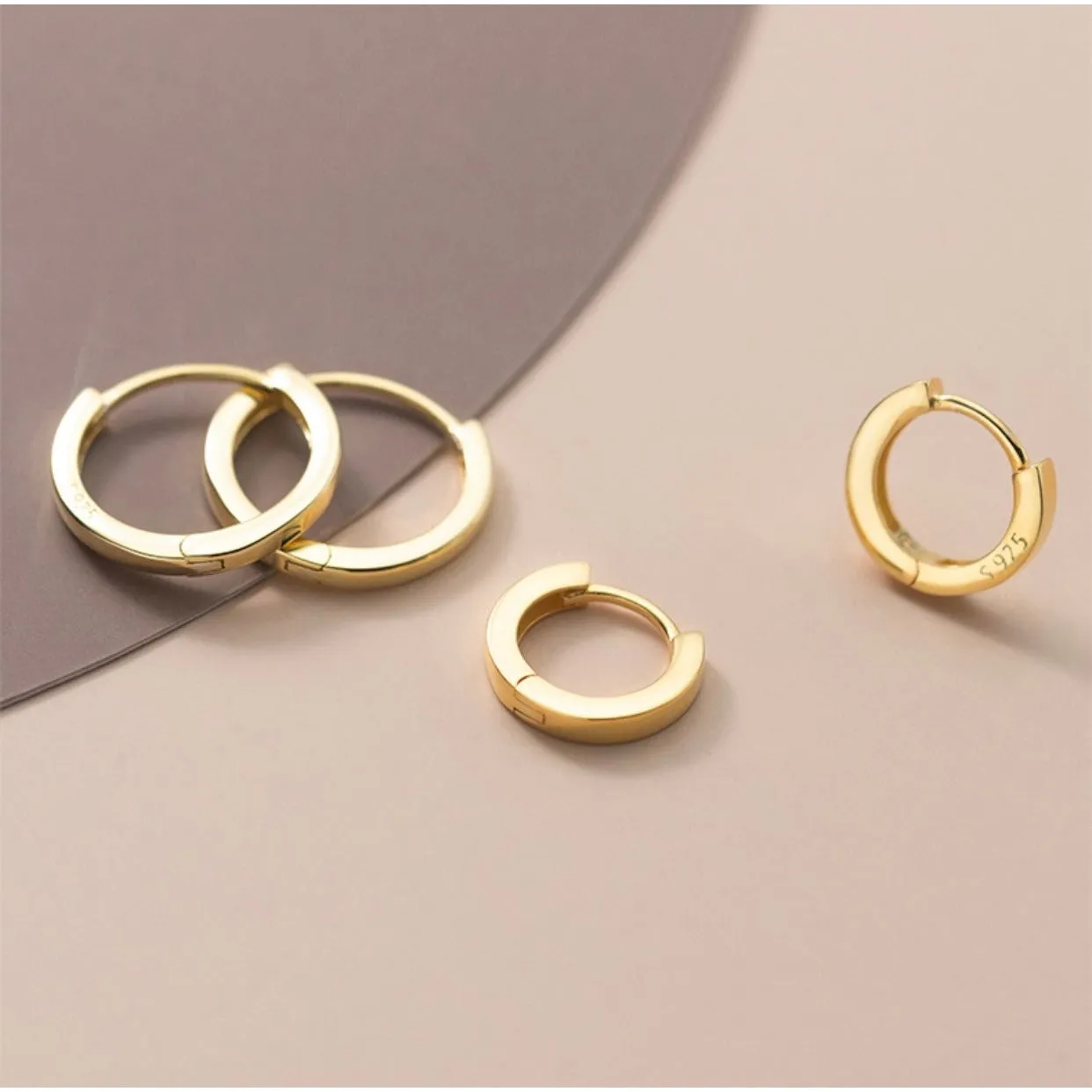 Classic Solid 925 Sterling Silver Huggie Earrings-SH046
